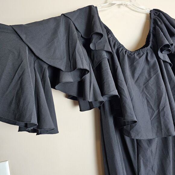 Ace By Aimee Black Ruffled Off - Shoulder Jumpsuit XL/12 Sexy Spring - Picture 2 of 11